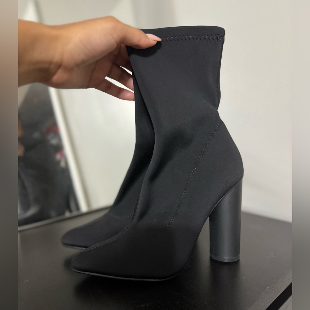 Black Heeled Sock Boots
